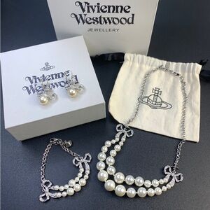 Vivienne Westwood Silver and Cream Necklace Set